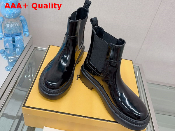 Fendi Domino Brushed Leather Biker Boots in Black Replica