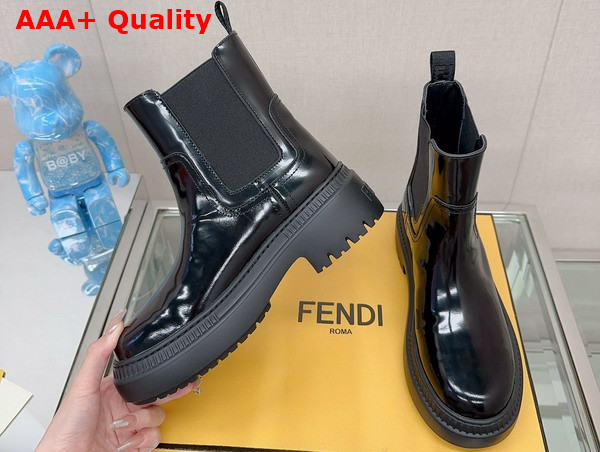Fendi Domino Brushed Leather Biker Boots in Black Replica