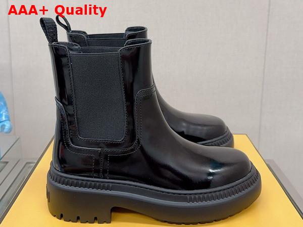 Fendi Domino Brushed Leather Biker Boots in Black Replica
