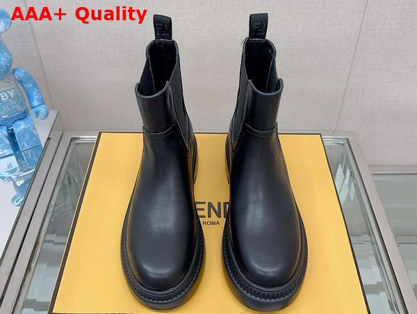 Fendi Domino Leather Biker Boots in Black Replica