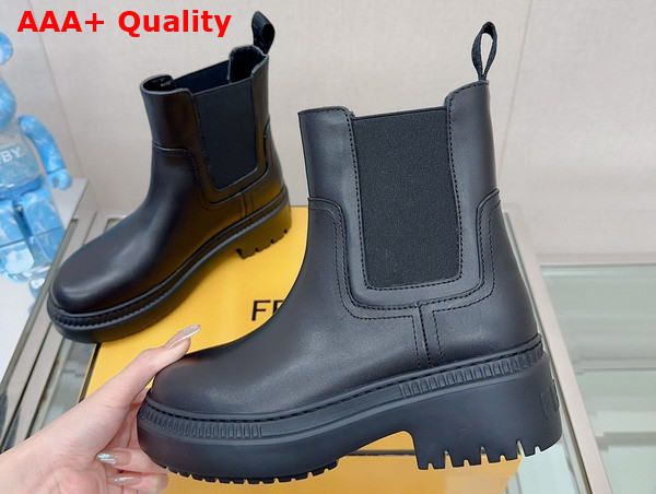 Fendi Domino Leather Biker Boots in Black Replica