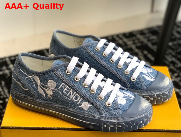 Fendi Domino Light Blue Denim Low Tops Replica