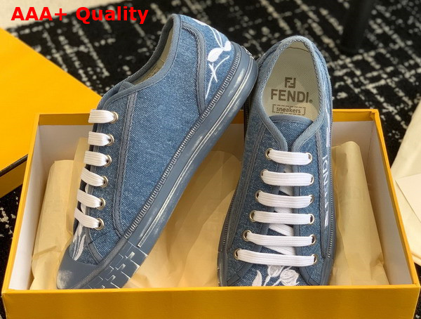 Fendi Domino Light Blue Denim Low Tops Replica