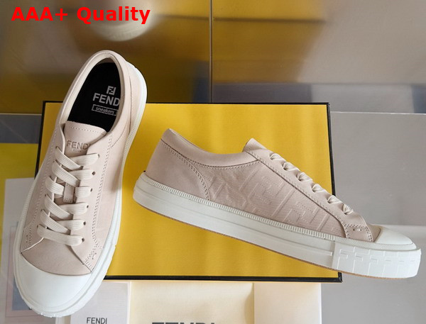 Fendi Domino Sneakers Beige Nubuck Leather Low Tops Replica