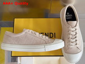 Fendi Domino Sneakers Beige Nubuck Leather Low Tops Replica