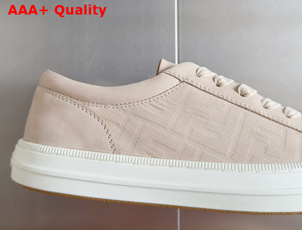 Fendi Domino Sneakers Beige Nubuck Leather Low Tops Replica