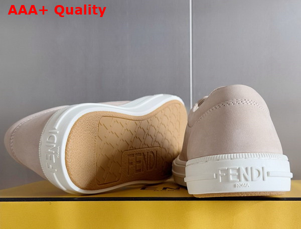 Fendi Domino Sneakers Beige Nubuck Leather Low Tops Replica