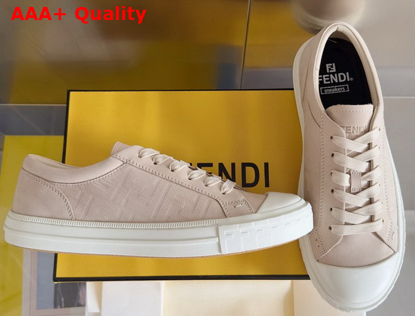 Fendi Domino Sneakers Beige Nubuck Leather Low Tops Replica