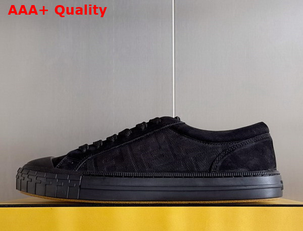 Fendi Domino Sneakers Black Nubuck Leather Low Tops Replica