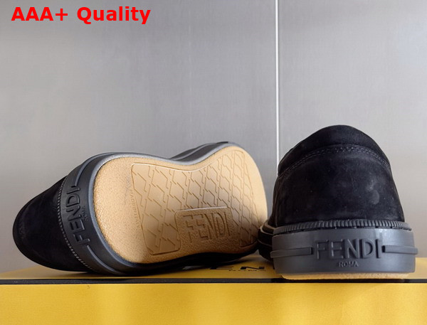 Fendi Domino Sneakers Black Nubuck Leather Low Tops Replica
