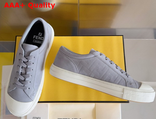 Fendi Domino Sneakers Grey Nubuck Leather Low Tops Replica