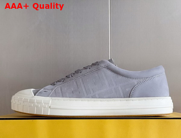 Fendi Domino Sneakers Grey Nubuck Leather Low Tops Replica