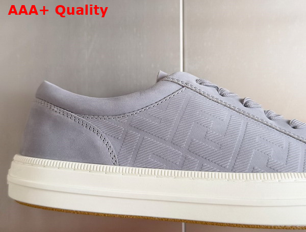 Fendi Domino Sneakers Grey Nubuck Leather Low Tops Replica