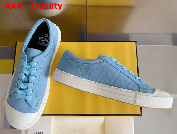 Fendi Domino Sneakers Light Blue Nubuck Leather Low Tops Replica