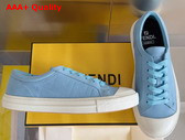 Fendi Domino Sneakers Light Blue Nubuck Leather Low Tops Replica