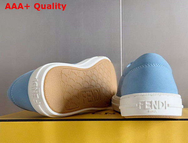 Fendi Domino Sneakers Light Blue Nubuck Leather Low Tops Replica