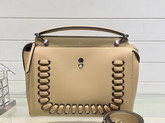 Fendi Dotcom Beige Leather Handbag with Dark Blue Clutch Bag for Sale