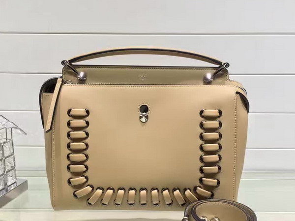 Fendi Dotcom Beige Leather Handbag with Dark Blue Clutch Bag for Sale
