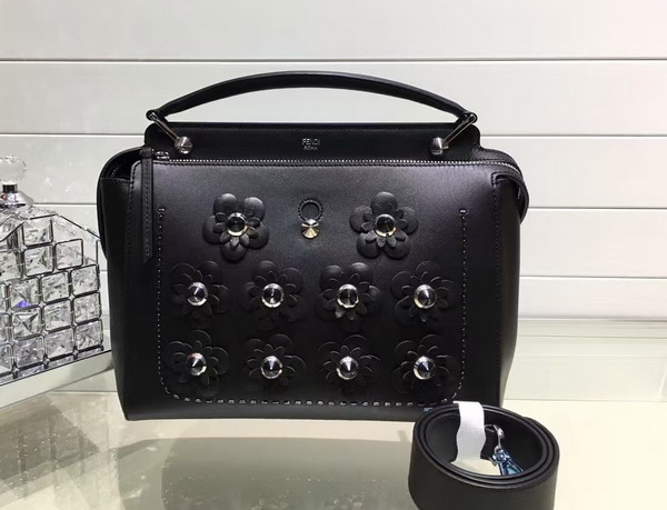 Fendi Dotcom Black Leather Handbag and Clutch Bag for Sale