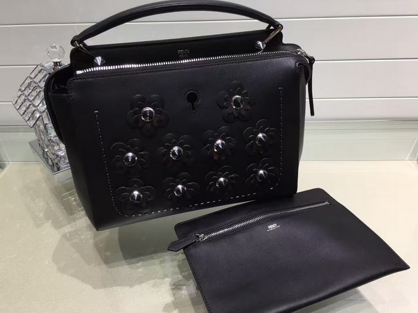 Fendi Dotcom Black Leather Handbag and Clutch Bag for Sale
