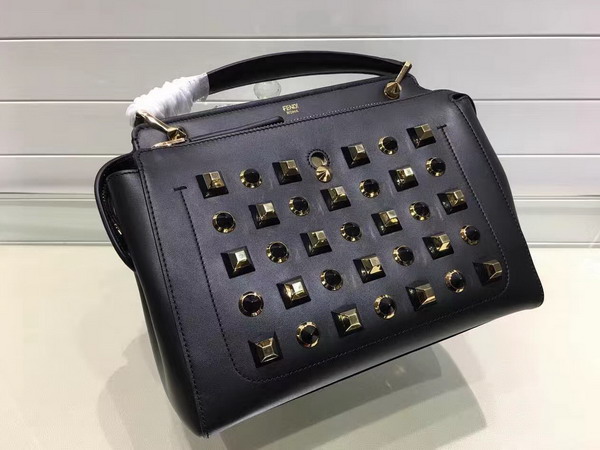 Fendi Dotcom Gold Edition Black Leather Handbag and Clutch Bag for Sale