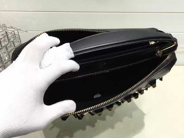 Fendi Dotcom Gold Edition Black Leather Handbag and Clutch Bag for Sale