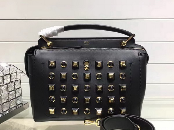 Fendi Dotcom Gold Edition Black Leather Handbag and Clutch Bag for Sale