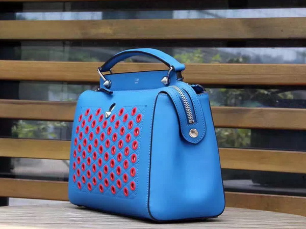 Fendi Dotcom Leather Satchel in Blue for Sale