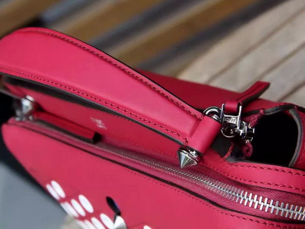 Fendi Dotcom Leather Satchel in Red for Sale