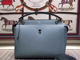 Fendi Dotcom Light Blue Leather Handbag With Black Clutch for Sale