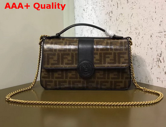 Fendi Double F Black Leather and Glazed Fabric Replica