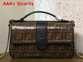 Fendi Double F Black Leather and Glazed Fabric Replica