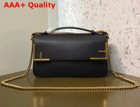 Fendi Double F Black Leather and Glazed Fabric Replica