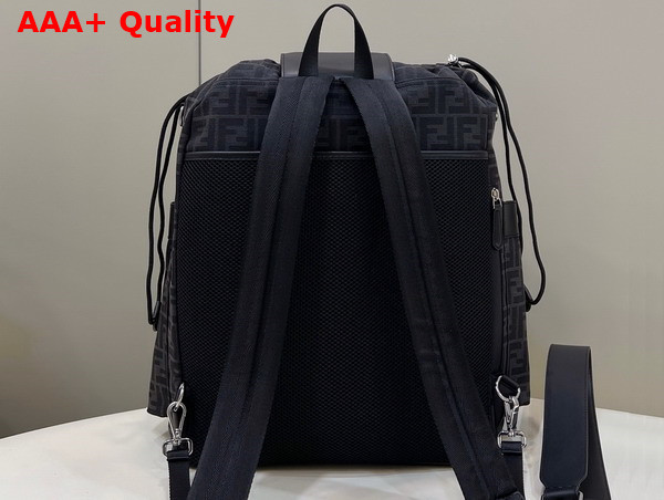 Fendi Drawstring Backpack in Black FF Jacquard Fabric Replica