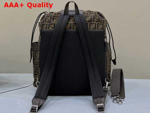 Fendi Drawstring Backpack in Brown FF Jacquard Fabric Replica