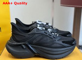 Fendi F Light Sneakers Black Leather and Mesh Running Shoes Replica