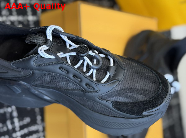 Fendi F Light Sneakers Black Leather and Mesh Running Shoes Replica