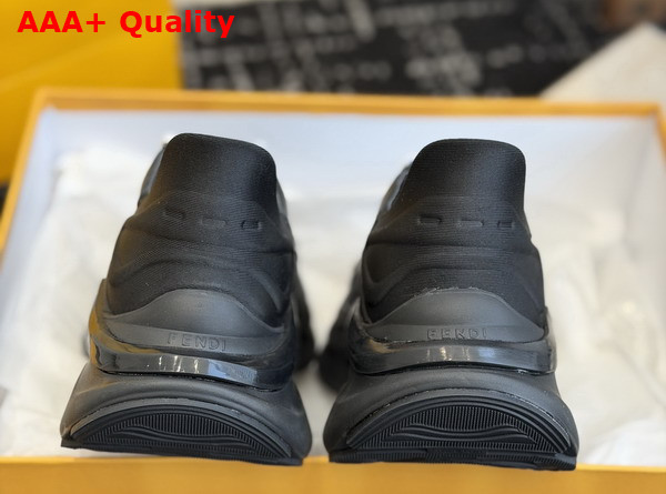 Fendi F Light Sneakers Black Leather and Mesh Running Shoes Replica