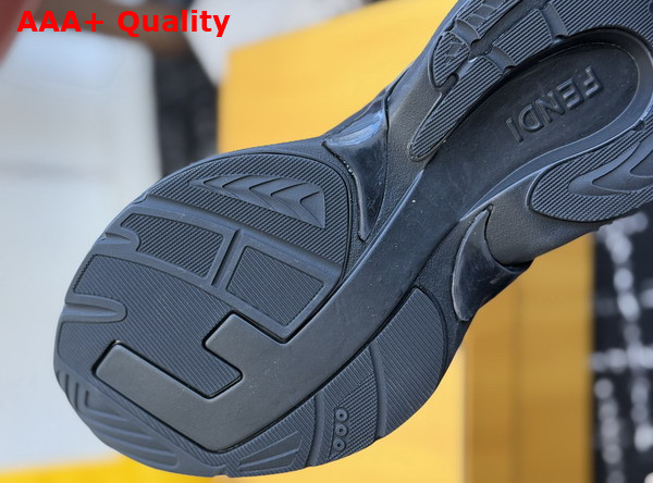 Fendi F Light Sneakers Black Leather and Mesh Running Shoes Replica