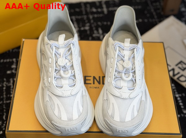 Fendi F Light Sneakers White Leather and Mesh Running Shoes Replica