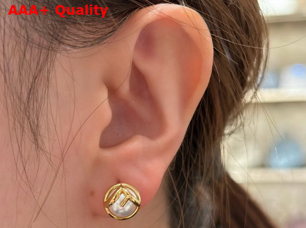 Fendi F is Fendi Earrings Gold Colored Metal Ear Stud Replica