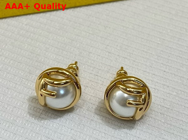 Fendi F is Fendi Earrings Gold Colored Metal Ear Stud Replica
