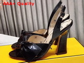 Fendi FFreedom Slingback Sandals with Wide Band Decorated with Maxi Bow in Black Snake Print Leahter Replica