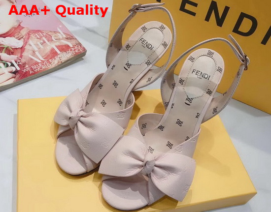 Fendi FFreedom Slingback Sandals with Wide Band Decorated with Maxi Bow in Pink Calf Leather Replica