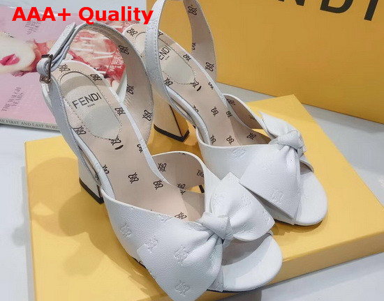 Fendi FFreedom Slingback Sandals with Wide Band Decorated with Maxi Bow in White Calf Leather Replica