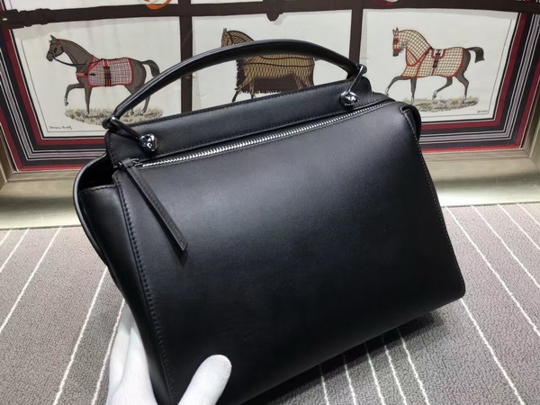 Fendi Fashion Show Dotcom Black Leather Handbag With Flowers for Sale