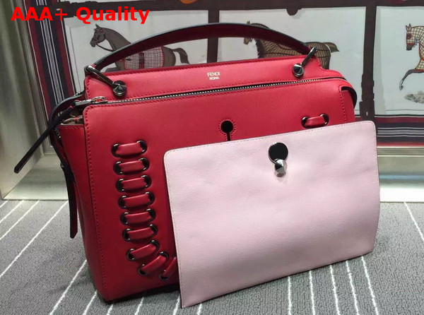 Fendi Fashion Show Dotcom Red Leather Handbag with Pink Clutch Bag for Sale