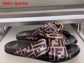 Fendi Feel Slides in Brown FF Satin Replica