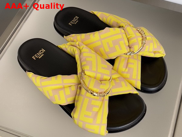 Fendi Feel Slides in Brown FF Satin Replica
