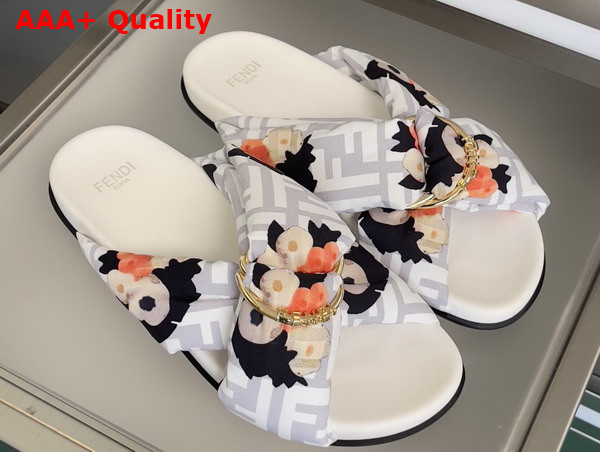 Fendi Feel Slides in Printed FF Satin Replica